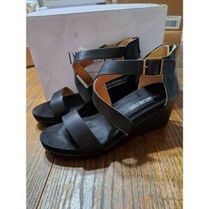 New Sz 9 Dream Pairs Nini 2 Black Open Toe  Platform Wedge Sandals Summer Shoes